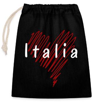 Ich liebe Italien, italienischen Stolz - Verschließbarer Geschenkbeutel aus Baumwolle (25x30cm) - Schwarz - Vorne