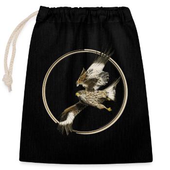 Falcon - Closable cotton gift bag (25x30cm) - black - Front