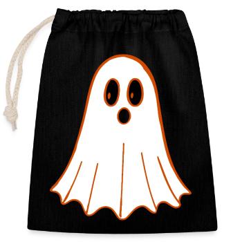 Fantôme Cartoon Orange Outline - Sac cadeau en coton avec cordon (25 x 30 cm) - noir - Devant