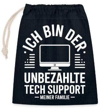 Unpaid Tech Support - Closable cotton gift bag (25x30cm) - navy - Front