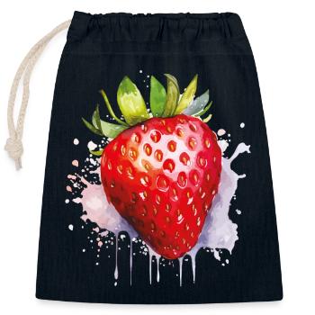 Aquarelle à la fraise spritzer - Sac cadeau en coton avec cordon (25 x 30 cm) - bleu marine - Devant