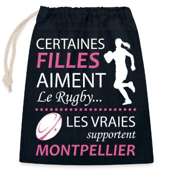 Certaines Filles Aiment Le Rugby Les Vraies Sup... - Sac cadeau en coton avec cordon (25 x 30 cm) - bleu marine - Devant