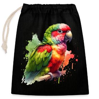 Alexandra Parakeet Gift - Closable cotton gift bag (25x30cm) - black - Front