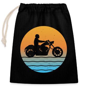 Chopper Motorrad Cruiser Sunset Motorradfahrer - Verschließbarer Geschenkbeutel aus Baumwolle (25x30cm) - Schwarz - Vorne