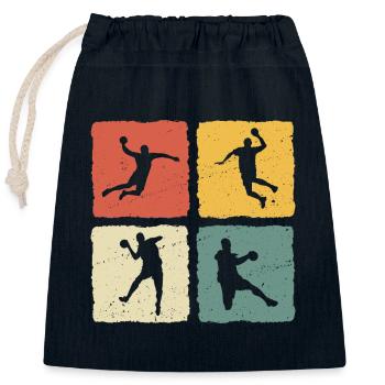 Handball Player Retro T-Shirt Handball - Closable cotton gift bag (25x30cm) - navy - Front