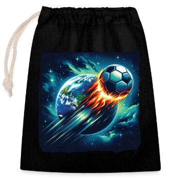 Fireball soccer shoots through space - Closable cotton gift bag (25x30cm) - black - Front