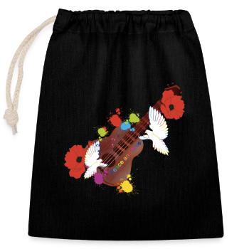 Peace and love - Closable cotton gift bag (25x30cm) - black - Front