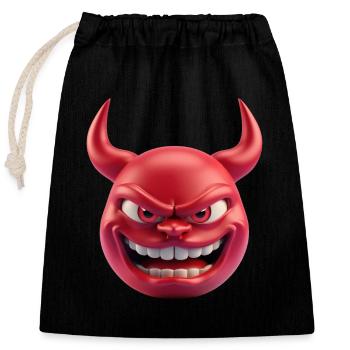 Teufel Satan Emoticon - Verschließbarer Geschenkbeutel aus Baumwolle (25x30cm) - Schwarz - Vorne