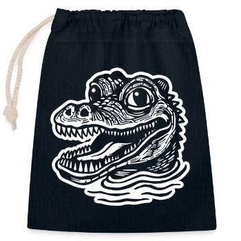 Crocodile Alligator - Closable cotton gift bag (25x30cm) - navy - Front