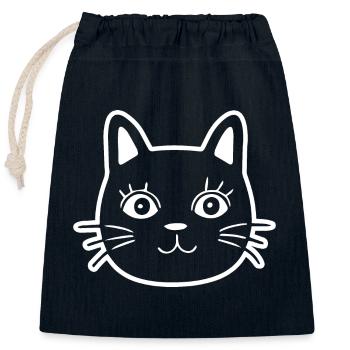 Chat Chats Visage de chat - Sac cadeau en coton avec cordon (25 x 30 cm) - bleu marine - Devant