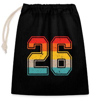 26 Jahre Retro Trikot Nummer 26 T-shirt Nummer 26 - Verschließbarer Geschenkbeutel aus Baumwolle (25x30cm) - Schwarz - Vorne