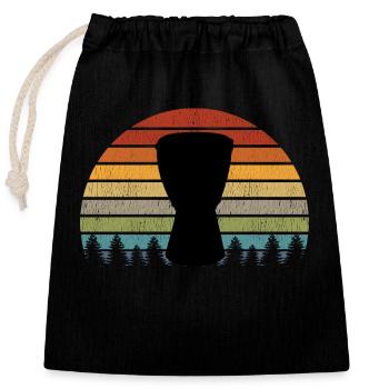 Djembe Player Schlagzeuger Musik Schlagzeug Vintage Retro - Verschließbarer Geschenkbeutel aus Baumwolle (25x30cm) - Schwarz - Vorne