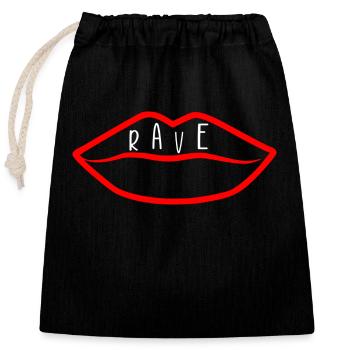 Rave-Lippen - Verschließbarer Geschenkbeutel aus Baumwolle (25x30cm) - Schwarz - Vorne