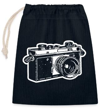 Appareil photo Photographe Photographie - Sac cadeau en coton avec cordon (25 x 30 cm) - bleu marine - Devant