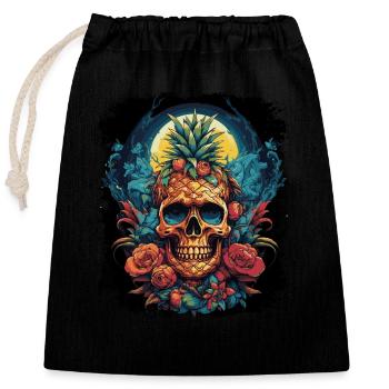 Crâne punk ananas - Sac cadeau en coton avec cordon (25 x 30 cm) - noir - Devant