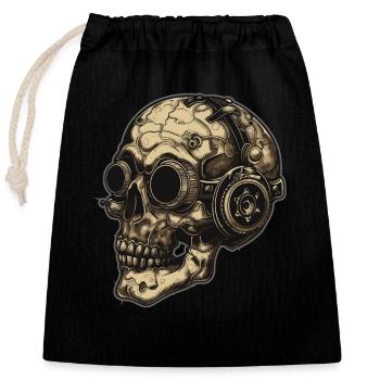 Dieselpunk Zombie Totenkopf - Verschließbarer Geschenkbeutel aus Baumwolle (25x30cm) - Schwarz - Vorne