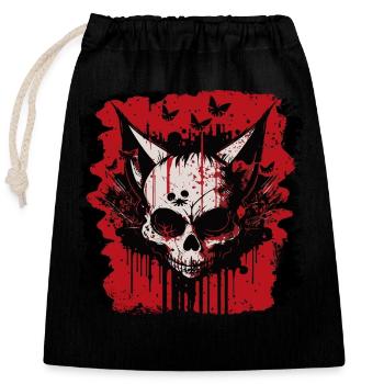 Crâne de chat zombie - Sac cadeau en coton avec cordon (25 x 30 cm) - noir - Devant