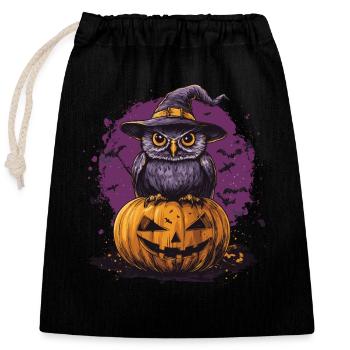 Lustige Halloween Eule - Verschließbarer Geschenkbeutel aus Baumwolle (25x30cm) - Schwarz - Vorne