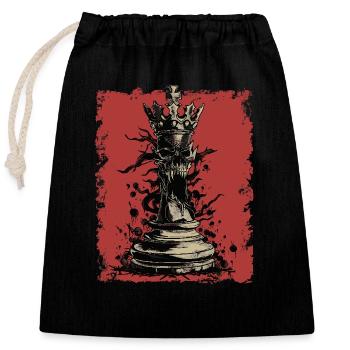Roi des échecs - Sac cadeau en coton avec cordon (25 x 30 cm) - noir - Devant