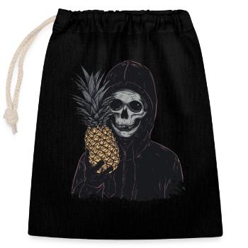 Ananas Horreur Crâne - Sac cadeau en coton avec cordon (25 x 30 cm) - noir - Devant