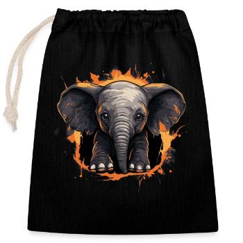 Mignon bébé éléphant - Sac cadeau en coton avec cordon (25 x 30 cm) - noir - Devant