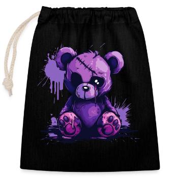 Ours en peluche effrayant mignon - Sac cadeau en coton avec cordon (25 x 30 cm) - noir - Devant