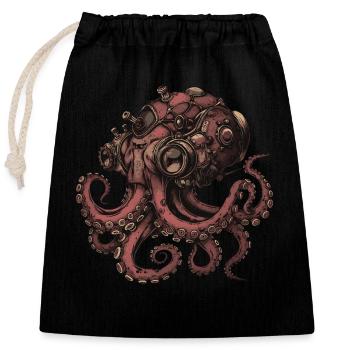 Steampunk Kraken - Sac cadeau en coton avec cordon (25 x 30 cm) - noir - Devant