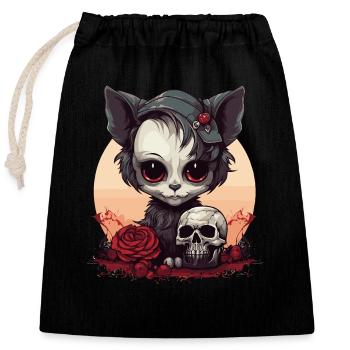 Niedliches Emo Gothic Kätzchen - Verschließbarer Geschenkbeutel aus Baumwolle (25x30cm) - Schwarz - Vorne