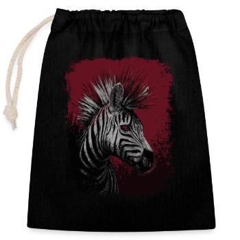 Zebra Punk - Verschließbarer Geschenkbeutel aus Baumwolle (25x30cm) - Schwarz - Vorne
