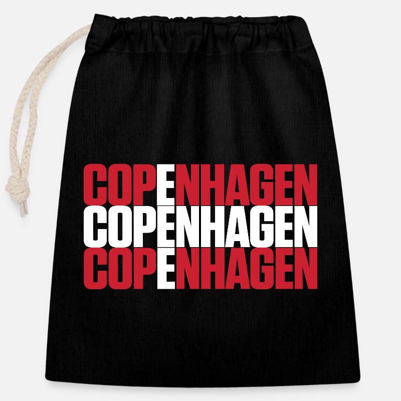 Copenhagen Dänemark Fahne - Verschließbarer Geschenkbeutel aus Baumwolle (25x30cm) - Schwarz