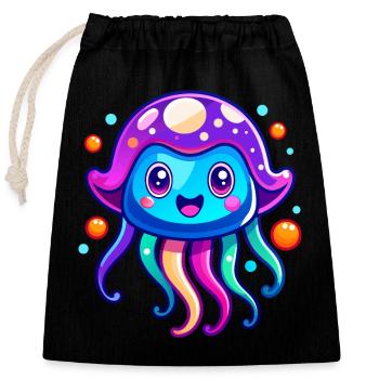 Méduse mignonne - Sac cadeau en coton avec cordon (25 x 30 cm) - noir - Devant