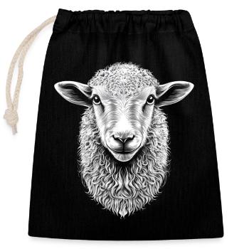 Portrait de mouton mouton berger animaux - Sac cadeau en coton avec cordon (25 x 30 cm) - noir - Devant