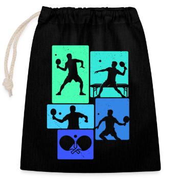 Tischtennis Tischtennisspieler Ping Pong - Verschließbarer Geschenkbeutel aus Baumwolle (25x30cm) - Schwarz - Vorne