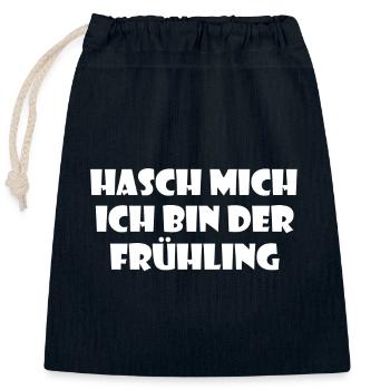 Hash me, I'm spring! - white font - Closable cotton gift bag (25x30cm) - navy - Front