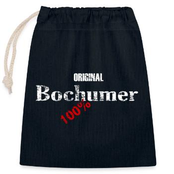Original Bochumer 100% - Verschließbarer Geschenkbeutel aus Baumwolle (25x30cm) - Navy - Vorne