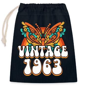 Retro Style 1963 Damen 60 Jahre Jubiläum - Verschließbarer Geschenkbeutel aus Baumwolle (25x30cm) - Navy - Vorne