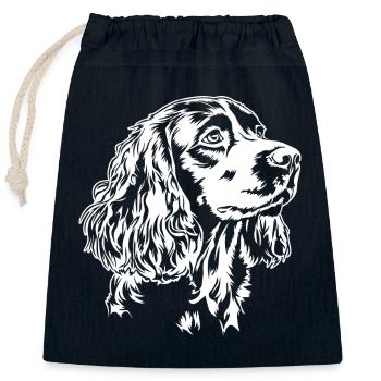 Boykin Spaniel Portrait Chien Chien Wilsigns - Sac cadeau en coton avec cordon (25 x 30 cm) - bleu marine - Devant