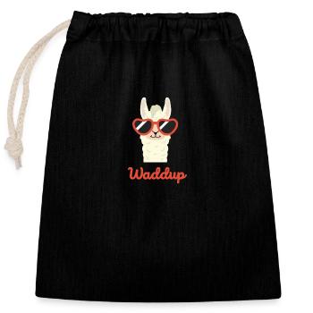 Lustiges Lama | Waddup Design | Süßes Geschenk - Verschließbarer Geschenkbeutel aus Baumwolle (25x30cm) - Schwarz - Vorne