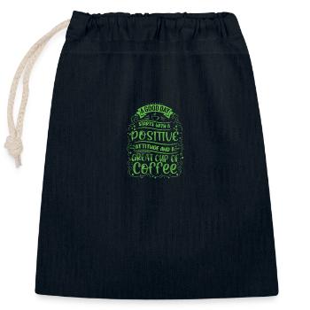 A good day starts with a positive - Closable cotton gift bag (25x30cm) - navy - Front