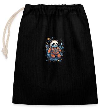 Astronaute Panda Drôle Panda Ours Amant Espace - Sac cadeau en coton avec cordon (25 x 30 cm) - noir - Devant