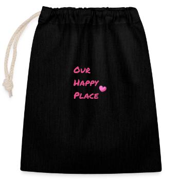 Our Happy Place Red - Closable cotton gift bag (25x30cm) - black - Front