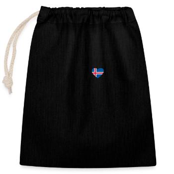 Cœur drapeau Islande - Sac cadeau en coton avec cordon (25 x 30 cm) - noir - Devant