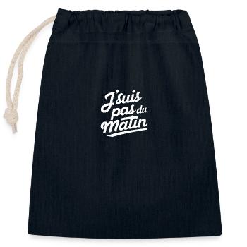 J'suis pas du matin - Sac cadeau en coton avec cordon (25 x 30 cm) - bleu marine - Devant