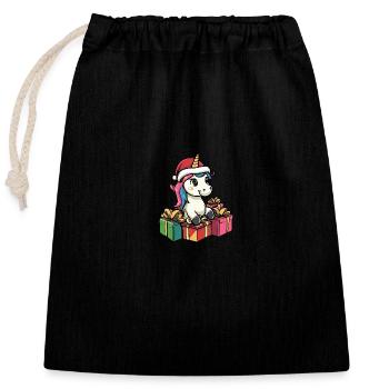 Licorne Noël Bandes dessinées Cadeaux - Sac cadeau en coton avec cordon (25 x 30 cm) - noir - Devant