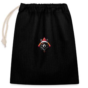 Wolf Christmas Cool - Closable cotton gift bag (25x30cm) - black - Front