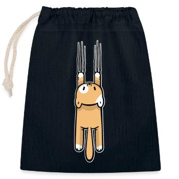 Scratching cat - Closable cotton gift bag (25x30cm) - navy - Front