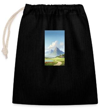 Landscape - Closable cotton gift bag (25x30cm) - black - Front