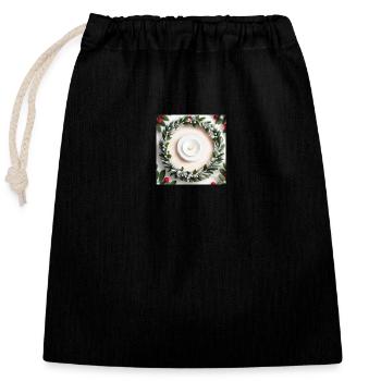 Scandinavian style: Festive design - Closable cotton gift bag (25x30cm) - black - Front