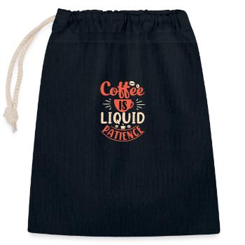 Coffee is liquid patience - Closable cotton gift bag (25x30cm) - navy - Front