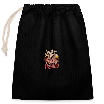 Juste fille passe-temps équitation - Sac cadeau en coton avec cordon (25 x 30 cm) - noir - Devant